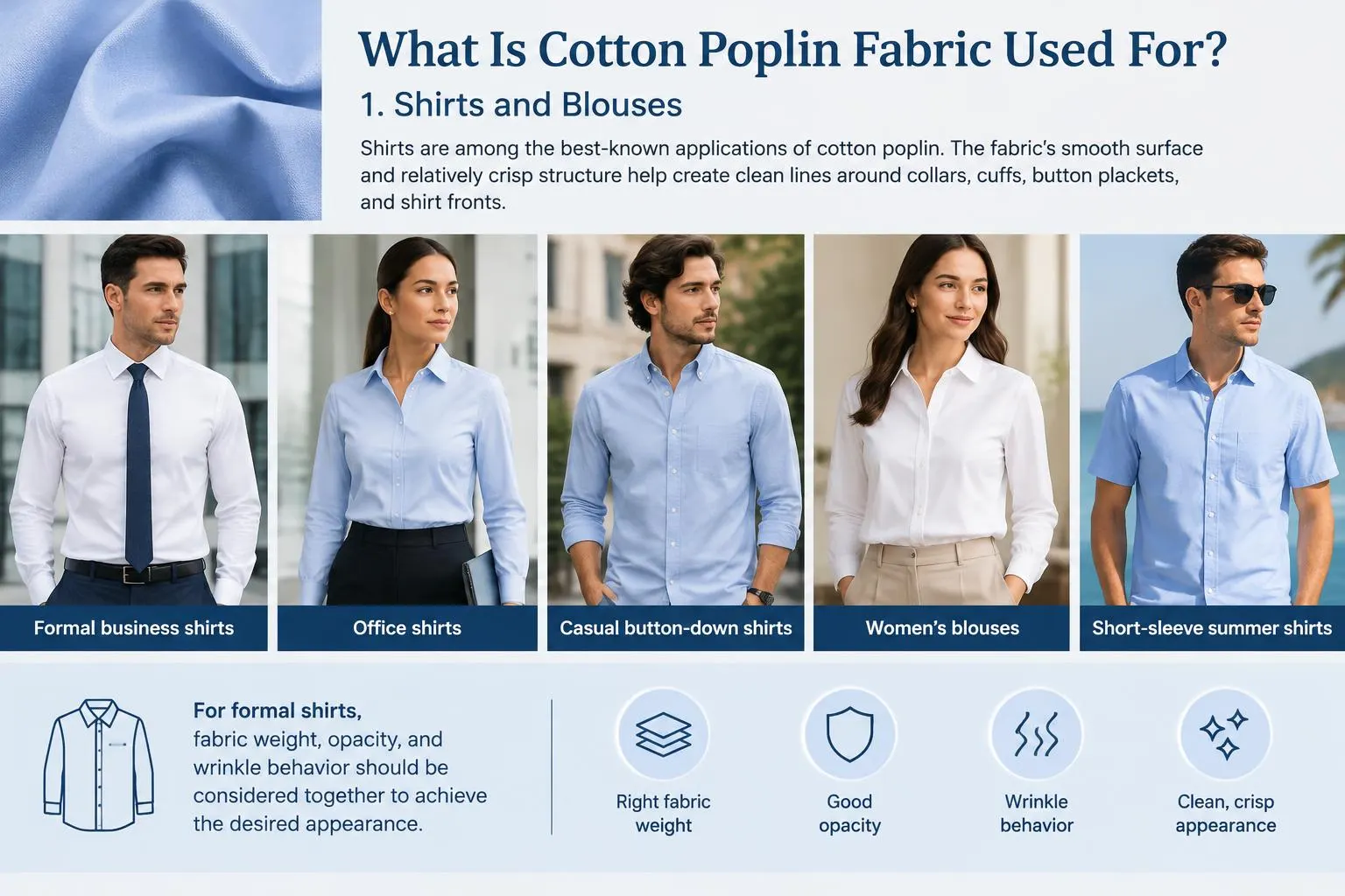 What Is Cotton Poplin Fabric Used For 1. Shirts and Blouses