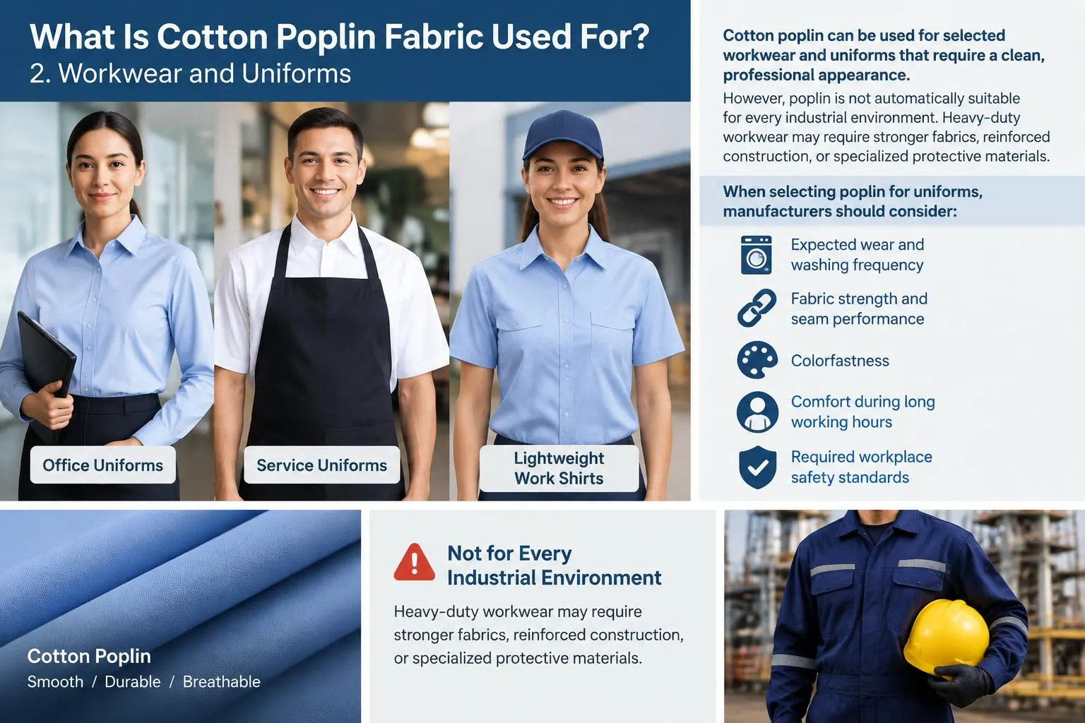 What Is Cotton Poplin Fabric Used For 2. Workwear and Uniforms
