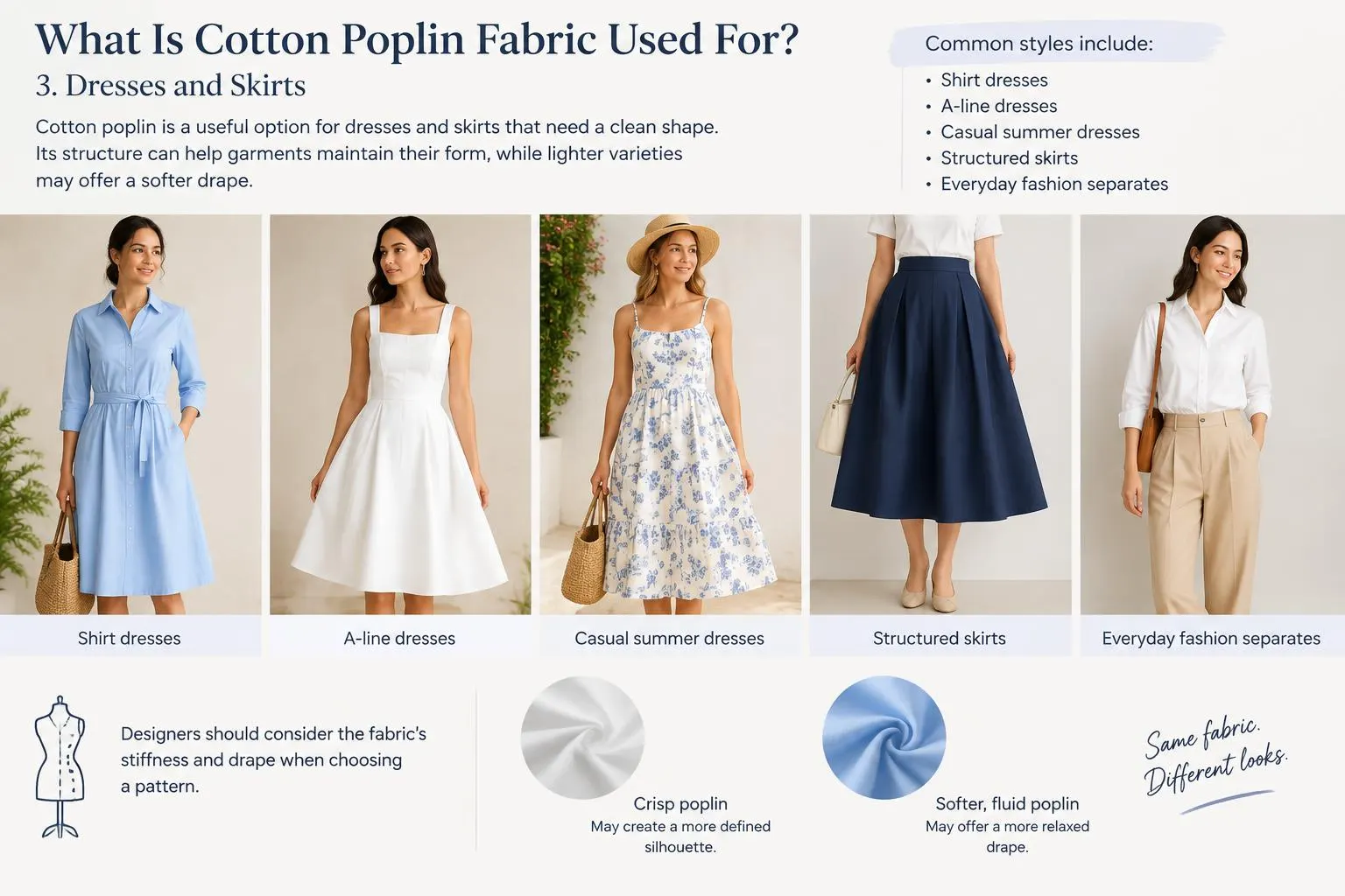 What Is Cotton Poplin Fabric Used For 3. Dresses and Skirts