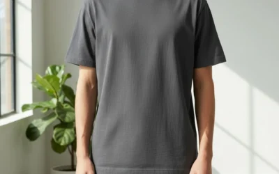 High Neck Raised Crew Funnel leaning Tshirts 1