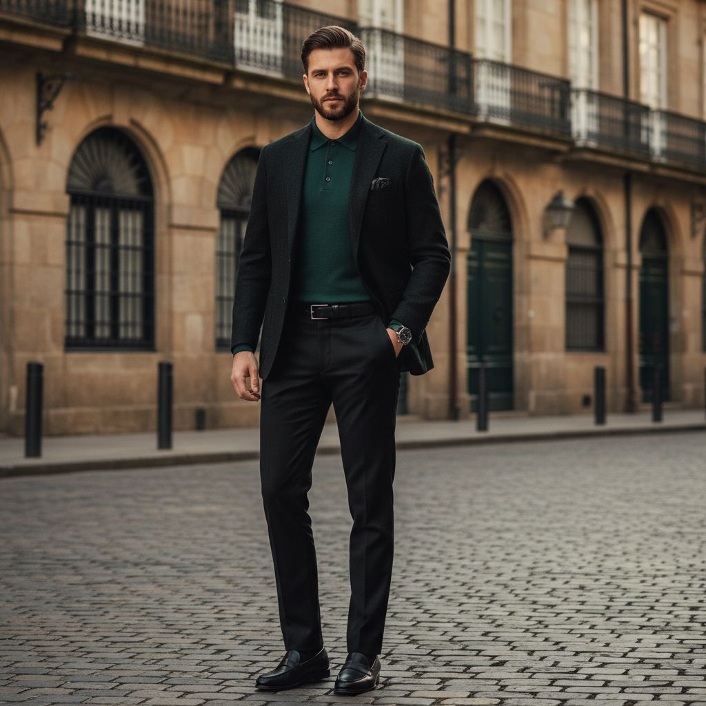Color Combinations for Mens Daily Wear Dark Green Black 1